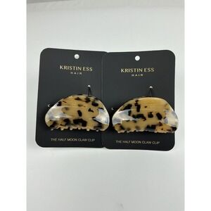 2 Pack Kristin Ess The Half Moon Claw Clip Tortoise Shell Hair Accessory